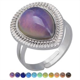 Mood Ring finger Temperature Measurement rings sensing Changing Colour Water Drop Heart band kids women fashion Jewellery will and sandy gift