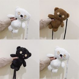 Big Eyes Bear Doll Satchel Adjustable Strap Plush One Shoulder Bags Outdoors Party Girls Children Package Lovely 12 5zk N2