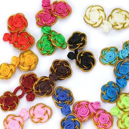 20 Pairs Handmade Chinese Frog Closures Buttons Knot Cheongsam Tang suit Fasteners Rose flower Decorative Buttons For Crafts