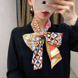 160cm*20cm Luxury Brand Design Twill Double-deck Women Scarf Fashion Tie Neckerchief Head Silk Scarves & Wraps For Ladies