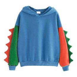JAYCOSIN Hoodies Women Sweatshirts Modis Women Casual Loose Long Sleeve Splice Dinosaur Sweatshirt For Winter Vetement Femme NOV 200924