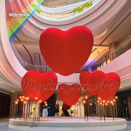 Personalised Hanging Lighting Red Inflatable Heart Balloon Giant Air Blown LED Heart Model For Valentine's Day Decoration