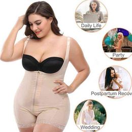 Bodysuit Woman Body Shaper Waist Trainer Thigh Slimmer Tummy Corset Butt Lifter Sheath Belly Pulling Corset Panties Plus Size Y220311