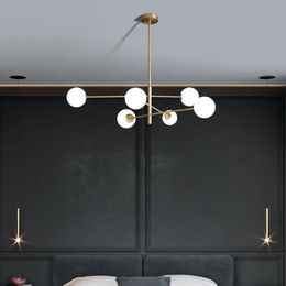 Chandeliers Nordic Modern Pendant Lights Chandelier For Living Room Fixture Home Bedroom Restaurant Cafe Decor Glass Brass Hanging Lamp