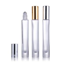 [STAINLESS STEEL ROLLER] Refillable Glass Roll On Bottle 10ml for Essential Oil with Silver Black Gold Lids