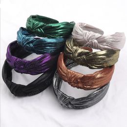 New Vintage Gold Mesh Gauze Headband Soft Hairband Shining Casual Turban Center Knot Headwear Hair Accessories Wholesale