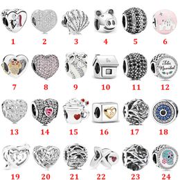 925 Sterling Silver charms Castle Animal Series Bird Love Fixed Buckle String Hanging Piece DIY Beads Fit Pandora Bracelet Jewellery DIY Thanksgiving gift