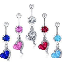 4 Colours Mix Colour Heart Style Ring Belly Button Ring Navel Rings Body Piercing Jewellery Dangle Accessories Fashion Charm 7K1Gu