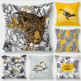 parrot leopard flannel hug pillowcase crossborder cushion lumbar cushion hug pillowcase car pillow gift home decoration 42 42cm