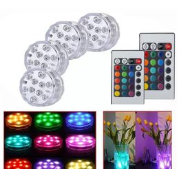 Led Waterproof Submersible Light 10-LED RGB High Brightness Decoration lamp Underwater Colour Changing Lights AA Battery with Remote