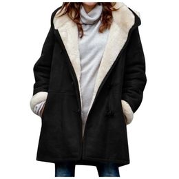 Women Loose Winter Jacket Casual Solid Colour Warm Oversize Coat Female Hooded Long Sleeve Plus Size Fashion Outwear S-5XL #BL4 201112