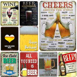 Funny Designed Wine Beer Metal Sign Poster Man Cave beer cheers bar metal Painting retro iron painting decor wall of pub crafe Pub Living Room