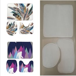 3Pcs Sublimation Bathroom Sets Blank Bath Mats Flannel Toilet Seat Pads Thermal Transfer White Covers Free Shipping By Air A12