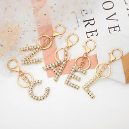 A Z Purse Initial Keychain Charms for Women Handbags Gold Silver Crystal Alphabet English Letter Pendant with Key Ring