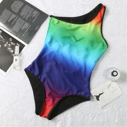 High-grade Designer Gradient HotColorful Swimsuits Padded Push Up Women One-piece Suits Swimwear Outdoor Beach Travel Vacation Swimsuits
