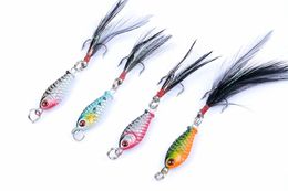 3.2cm 5g Hard Spoons Fishing Lure Mixed Size Metal Sequins Spinner Bass Baits With Treble Feather Hook