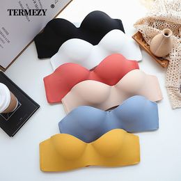 TERMEZY Super soft Bras for Women Push Up Lingerie Seamless Bra Wire Free Bralette Sexy Gathering Invisible Underwear Intimates 201202