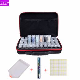 6 Colours 60 Bottles Diamond Painting Cross Stitch Accessories Tool Box Container 5D Diamond Storage Bag Case Embroidery Mosaic 201112