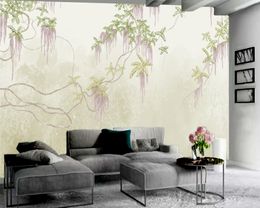 Romantic 3d Tree Teng Landscape Background Canvas Wallpaper Beautiful Leaves Custom Photo Silk UV Printing Home Decor Wall Cloth Wallpapers