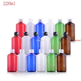 free shipping(40pcs/lot)220ml clear Flip top cap refillable bottle round Bottles Transparent/brown/green/blue/orange Small Empty Bottle