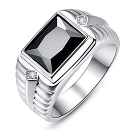 -Bonlavie 925 Sterling Silver erzeugt Black Onyx Herrenring für Hochzeit und Verlobung 0126