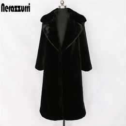 Nerazzurri long womans plus size faux rabbit fur coat yellow black grey colored fluffy teddy coat women's faux fur winter coats 201215