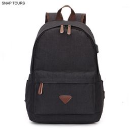 Backpack SNAP TOURS 2021 USB Charging Notebook Backpacks For Men Korean Casual Travel Man Black Urban Trip Bagpack1