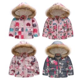 Baby Girl Clothes Printed Toddler Girls Coats Children Cotton Hooded Jacket Winter Thicken Outerwear Fashion Baby Clothing 14 Designs BT4831