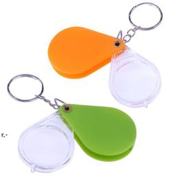 Optical Instruments 10X Magnifying Glass Folding Magnifier Handheld Glass Lens Plastic Portable Keychain Loupe Green Orange LLF14083