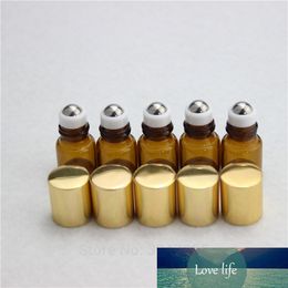 2ML 100pcs/lot Empty Brown Glass Roll on Essential Oil Bottle, DIY Amber Portable Perfume Roll Bottle, Cosmetic Liquid Container
