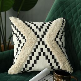 Cotton Woven cushion cover Tufted pillow cover Moroccan Style Handmade for Home decoration Sofa Bed 45x45cm Geometric 201123