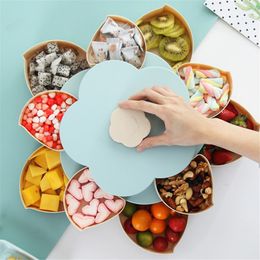 Dropship Candy Storage Box Bloom Rotating Jewelry Organizer Kids Snack Seed Nuts Container Home Storage for Wedding Party