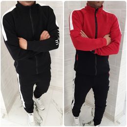 Hot sale-Autumn and winter leisure autumn sports suit men's fashion stand collar sports suit Jogging for fitness Large size