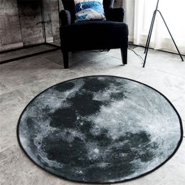 Nordic trend round suede carpet living room bedroom mat Planet earth moon rug bath fashion 60/80/100/120/150cm 201212