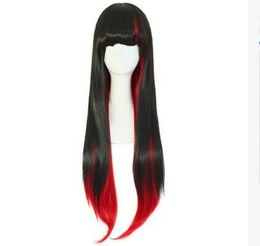 Long Wig Black And Red 75cm, Cosplay Rock