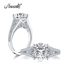 AINUOSHI Luxury 925 Sterling Silver 9.0mm Big Round Cut Engagement Ring Simulated Diamond Wedding 2.65ct Bridal Ring Jewelry Y200106