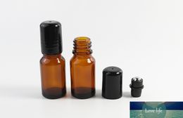 12X10ml Amber Empty glass bottle Essential Oil Glass Roller ball Aromatherapy Bottle with Black lid