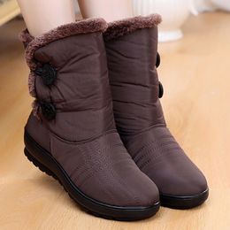 Non-Slip Snow New Warm Waterproof Mother Winter Women Shoes Plus Velvet Cotton Boots Y200915
