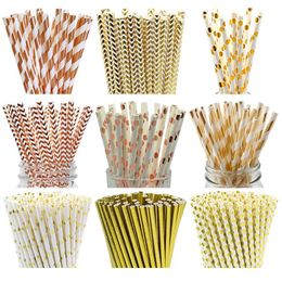 25pcs Disposable Paper Straws Creative Mixed Drinking Straw Birthday Party Decorations Kids Baby Shower Wedding Party