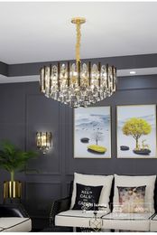 Modern Gold Led Pendant Lights Crystal Led Pendant Chandelier Lighting For Living Dining Room Decor Bedroom Hanging Lamp Fixture
