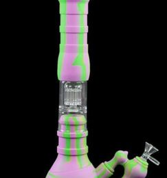 2022 NEW Bong Hookah Set three-layer filtration water pipe percolator silicone tube 5 Colours glass bong water pipes dab rig 14mm joint size