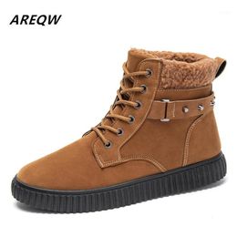 2020 Suede Solid Color High Men's Warm Flat Bottom Strap Winter Boots Solid Color Non-slip Wear-resistant Plus Velvet Snow Boots1