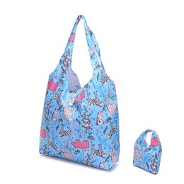 Customizable Japanese Style Cartoon Bag Folding Portable Environmental Oxford Cloth Large-Capacity Waterproof Buttons Shopping