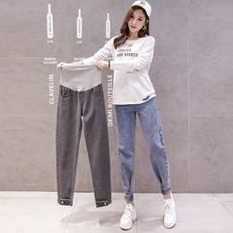 5088# Denim Loose Maternity Jeans High Waist Adjustable Belly Pants Clothes for Pregnant Women Spring Fashion Pregnancy Trousers LJ201114