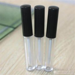 2017 New arrival black cap round 8.0ml lip gloss bottle lipgloss tube cosmetic packaging