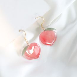 Dangle & Chandelier Korean Acrylic Trendy Pink Peach Drop Earrings For Women Cute Sweet Jewellery Fashion Earbob 2022