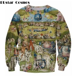 PLstar Cosmos Garden Sweatshirt EUR Religion Art Painting Print Sweatshirt Men Women Long Sleeve Outerwear Crewneck Pullovers LJ201103