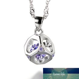 cheap sterling silver necklaces UK - 100% 925 Sterling Silver Romantic Love Heart Square Crystal Ladies Pendant Necklaces Jewelry Wholesale Short Chain Cheap