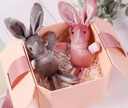 Velvet Bunny Soft Stuffed Plush Rabbit Toy Wedding Gift Animal Doll for Birthday Cake Wedding Decoration Party Favours Bag Pendants Charm