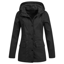 40#Windbreaker Coat Women Rain Jacket Outdoor Waterproof Hooded Raincoat Spring Autumn Solid Basic Jacket Plus Size Coat Mujer 201202